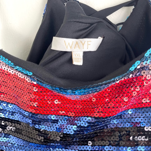 WAYF Sequin Sparkly Mini Dress, 2X XXL Plus Size Adjustable Lace Up Red Blue - Picture 4 of 10